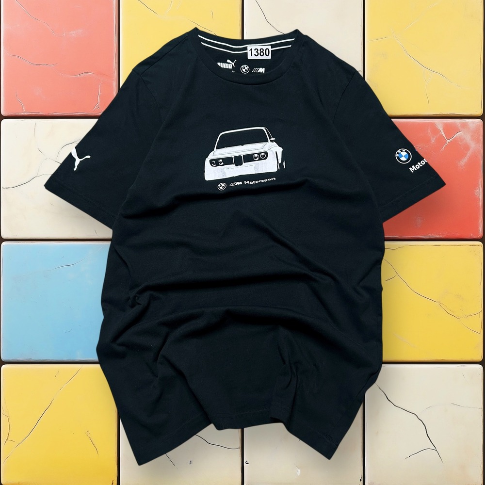 Puma BMW M3 Motorsport Mens Black Graphic T-Shirt Size S Logo Car Racing Tee Y2K